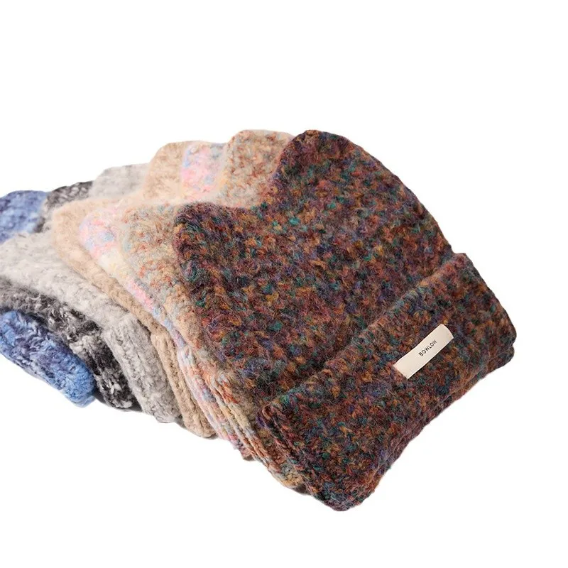 Fashion Warm Cashmere Wool Skullies Angola Rabbit Fur Winter Knitted Beanies Women Cap Female ThreeFold Ski Outdoor Hats view 6
