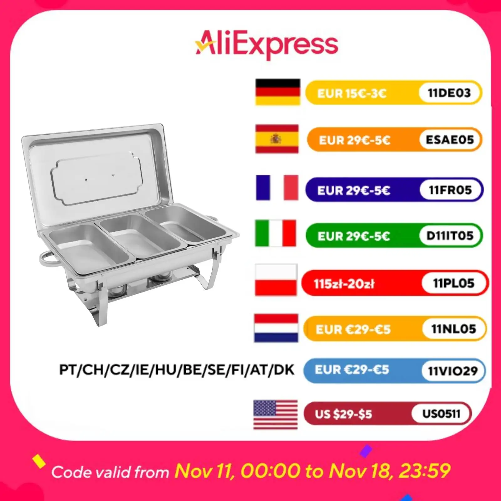 

Набор жаровни для шведского стола, прямоугольный набор из нержавеющей стали с 3 сетками, набор подогревателей для шведского стола, набор для подогрева 63,5*35,5*32 см