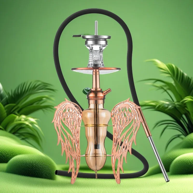 Hookah stainless steel hollow angel wing shape, shelf
