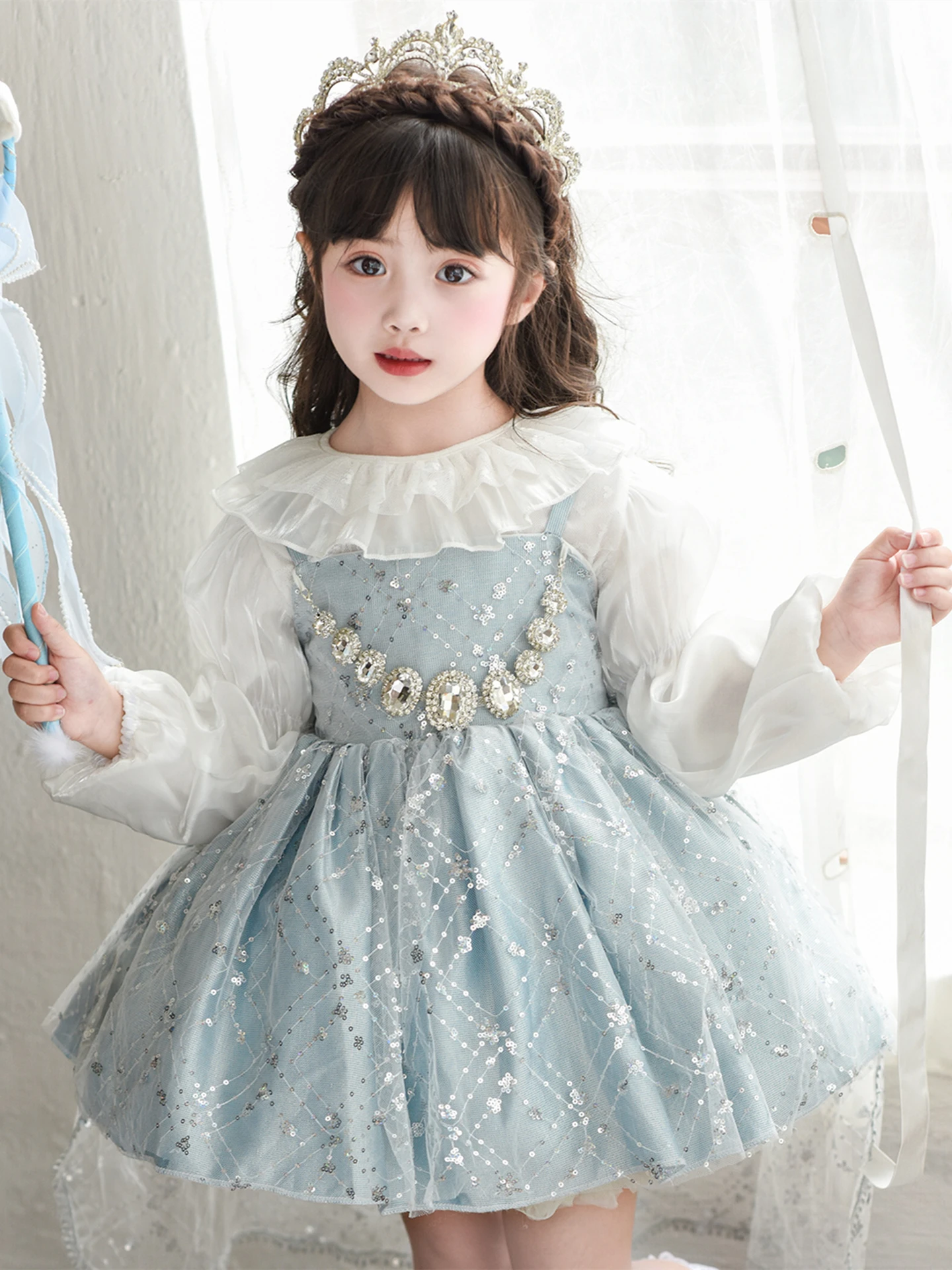 

Пышное бальное платье для девочек на день рождения, для малышек от 1 года, с кружевной юбкой, завышенной талией, весна-осень-зима, детская одежда