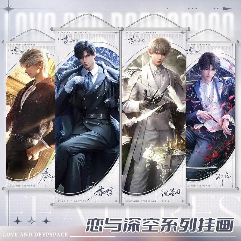 

Love And Deepspace Scroll Xavier Zayne Rafayel Sylus Hanging Painting Silk Fabric Sun-Resistant Anime Poster Gift Home Decor​