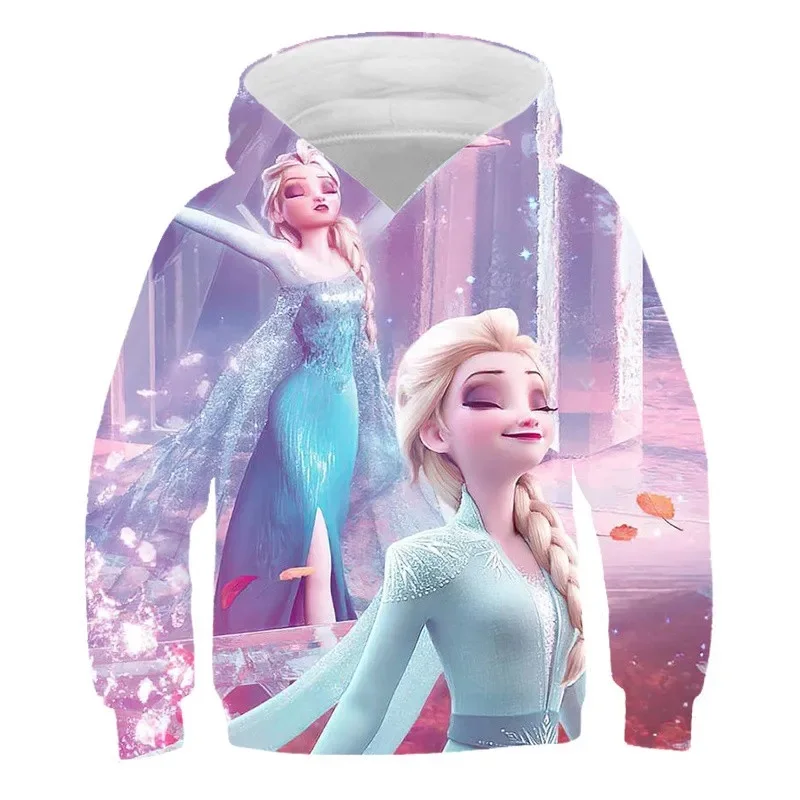 Frozen 2 Hoodies Elsa Princess Spring Autumn Girls Long Sleeves Sweatshirts Clothes Cartoon Casual Sport Hooded Tops 1-14 Years