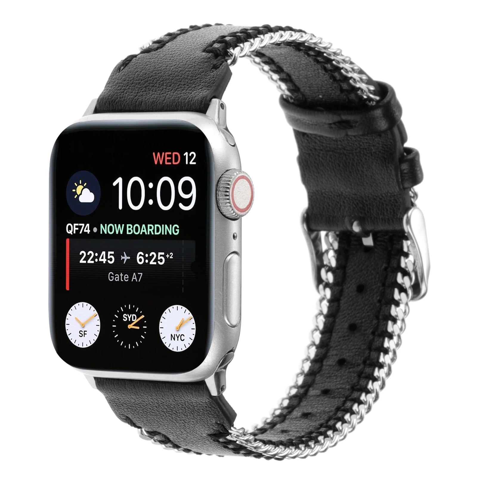 Zipper strap for Apple watch band hand threaded metal chain for iwatch87654321SE Ultra38 40 41 42 44 45 49mm men women leather