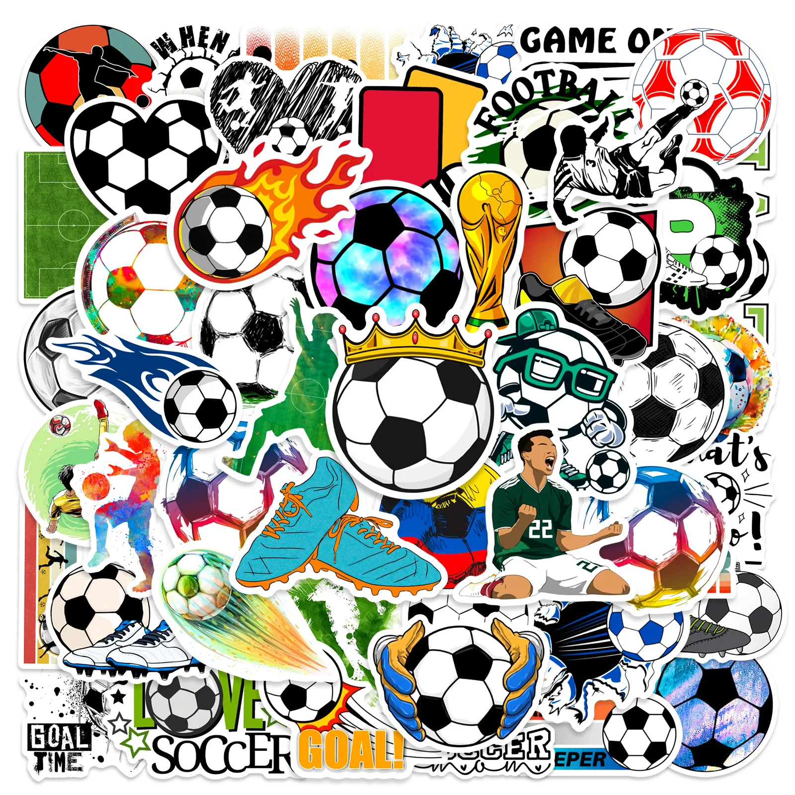 

50PCS Football Sports Doodle Text Cartoon DIY Decorative Guitar Computer Suitcase iPad Waterproof Sticker Kids Toy