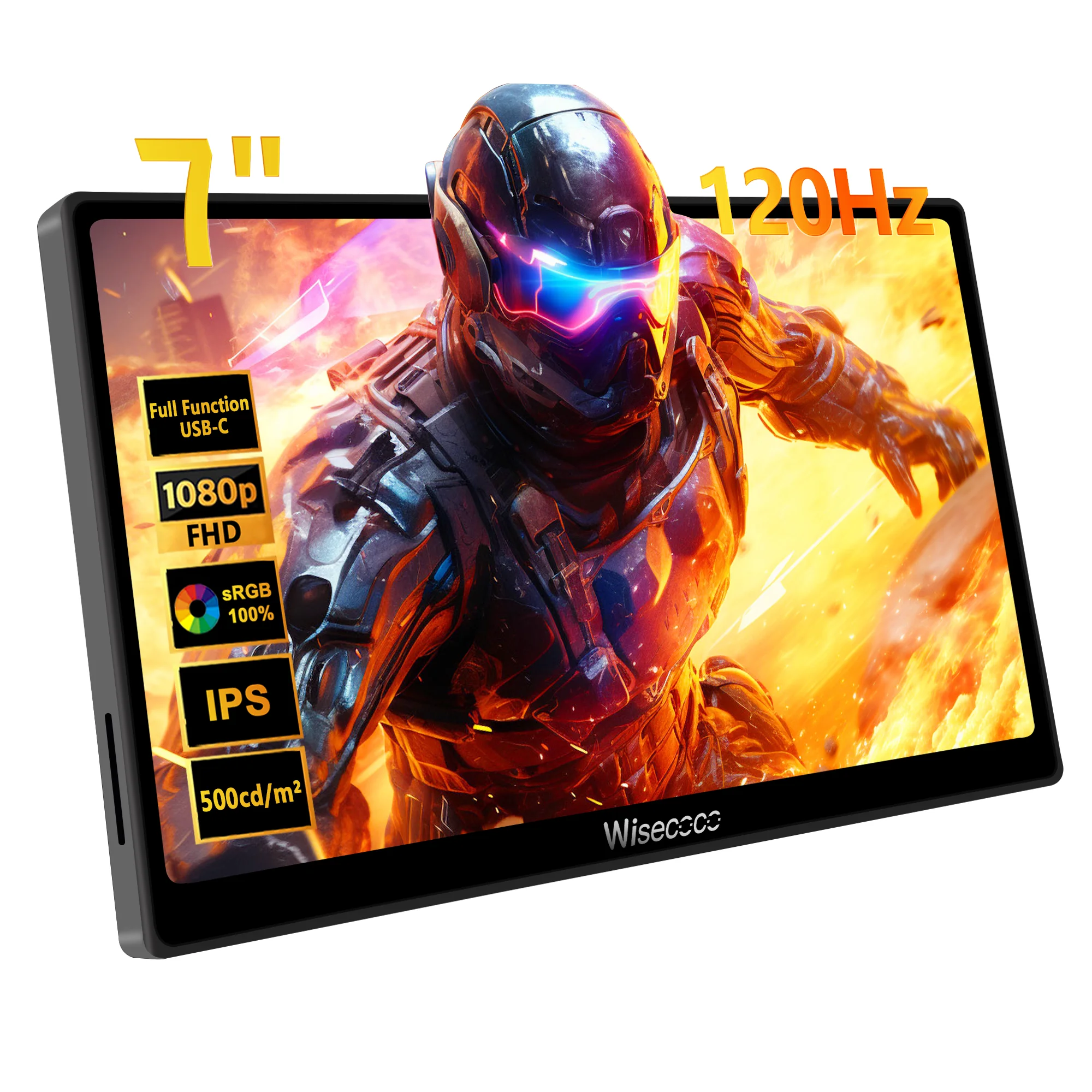 

Wisecoco 7 inch 120Hz Portable Touch Monitor 1080P IPS FHD LCD USB-C/HDMI for PS5/Xbox/Switch/Laptop/PC Gaming/Raspberry Pi