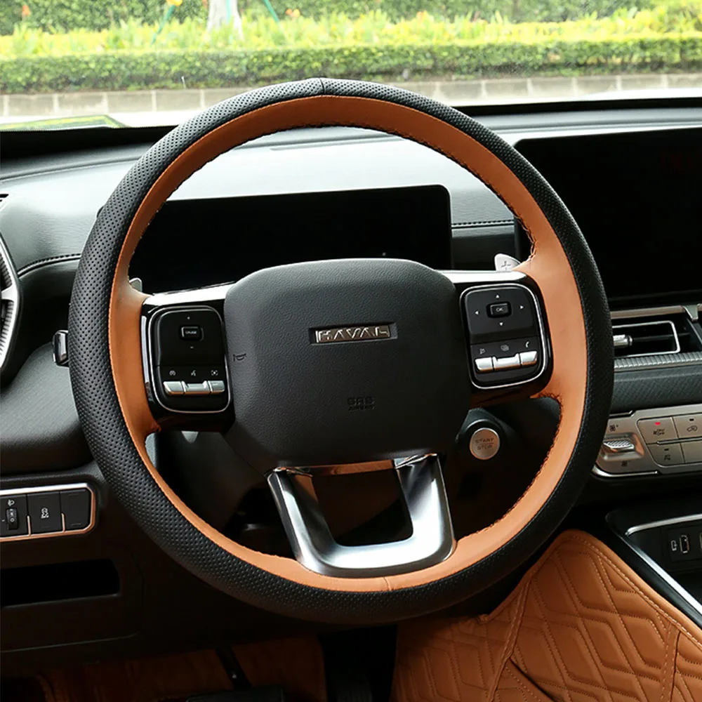 

Leather Hand Sewn Steering Wheel Cover For GWM Haval H5 2023-2025 Interior Modification Product Breathable And Anti Slip
