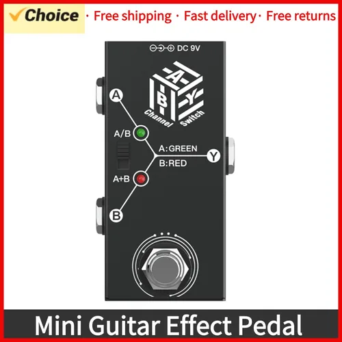 Pedales de guitarra ABY Box Selector de línea AB Switch, Mini Pedal de efecto de guitarra, transmisión bidireccional, carcasa de Metal antideslizante