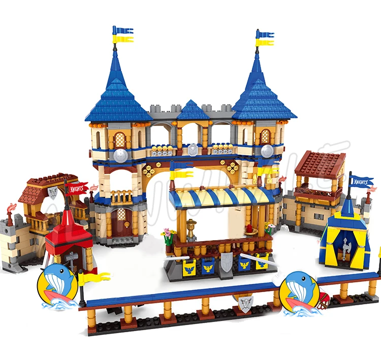 1487pcs Medieval Knights Castle Kingdoms Royal Joust Horseback Battle Fence 27908 Building Blocks Sets Compatible With Model