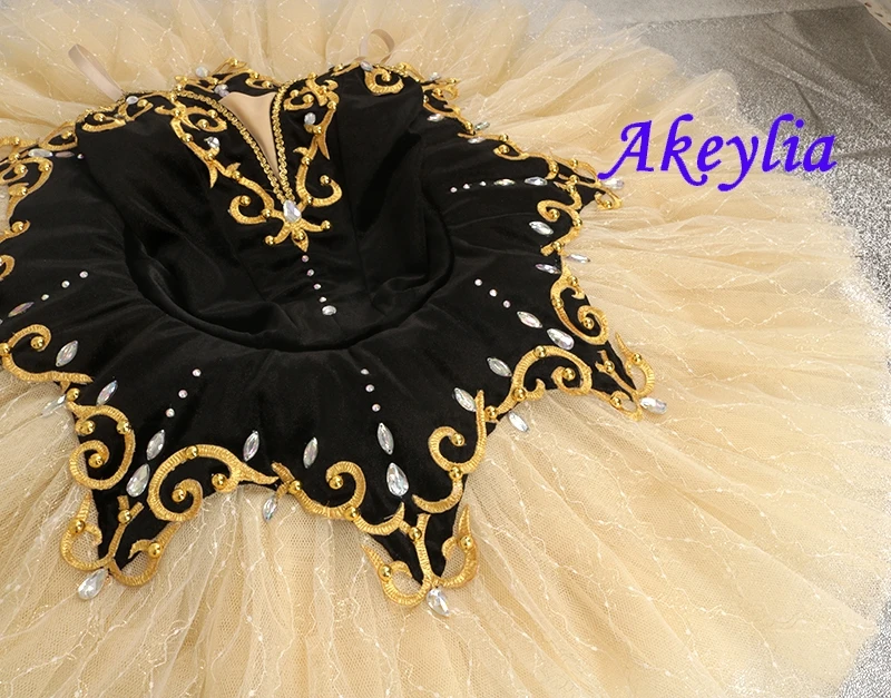 Akeylia velvet black gold beige Ballet Tutu classical for Women Tutu Pancake Group dance performance high quality BLST20088