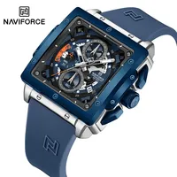 NAVIFORCE Men's Square Watch Top Brand Luxury Sports Silicone Strap Movement Calendar Quartz Waterproof Watches Relogio Masculin