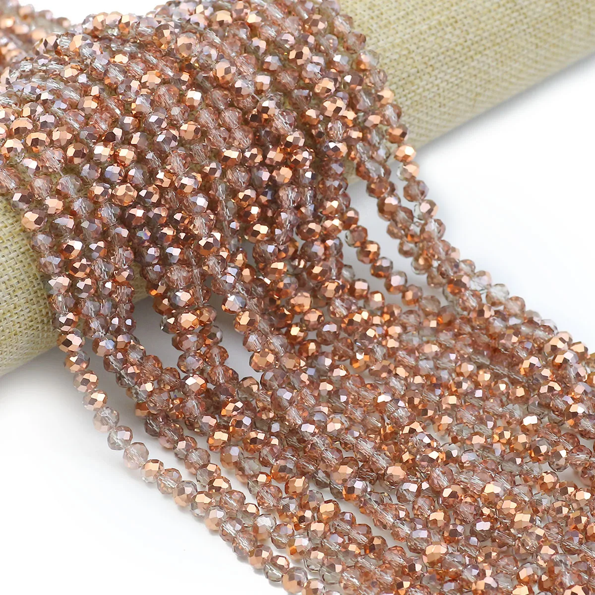 JHNBY 3-8mm AB Rose Golden Austrian Crystal Faceted Beads Loose Spacer Beads For DIY Jewelry Making Bracelets Necklaces Earrings