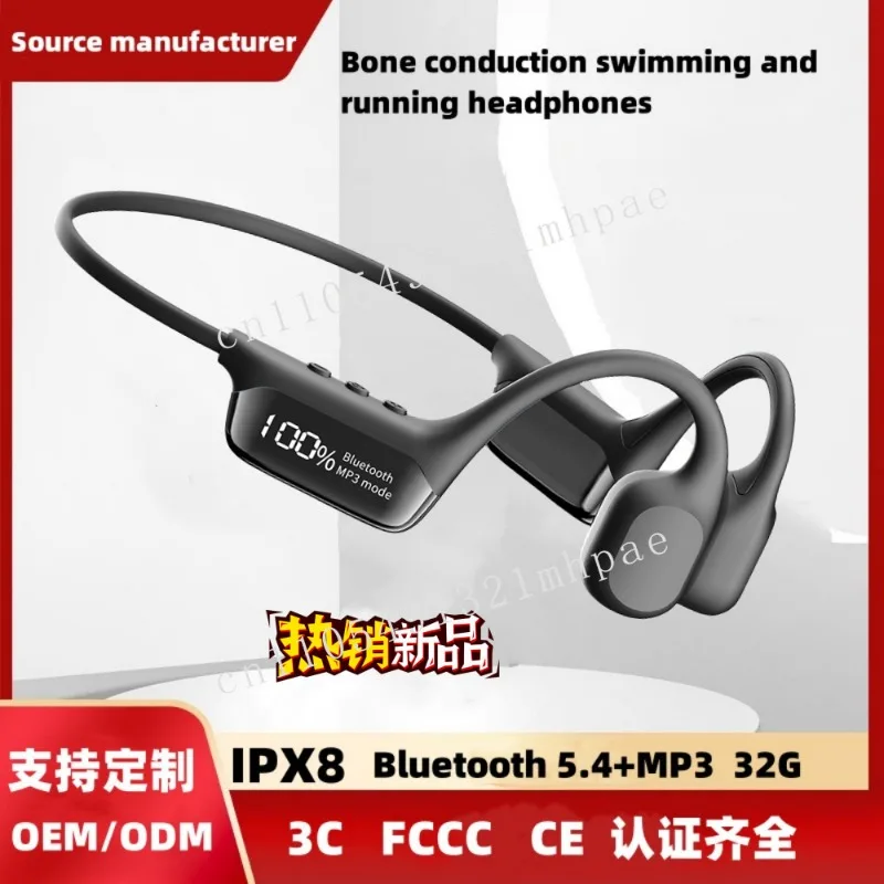 2025 S10 التوصيل العظمي IPX8 مقاوم للماء سماعة السباحة بلوتوث سماعة رأس رياضية لاسلكية مع شاشة ديجيتال 32 جيجابايت