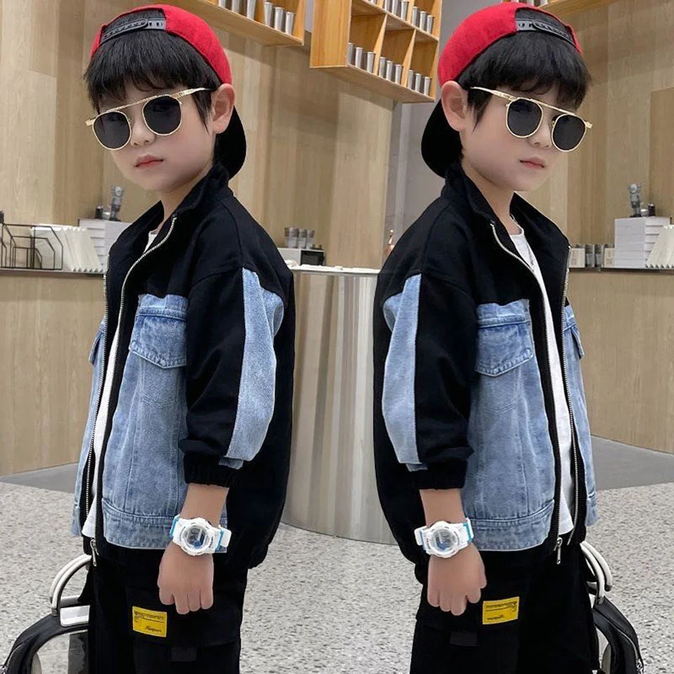 Denim Fashion 2023 Baby Boy Jackets Coat Children Spring Autumn Kids Boys Outerwear Coats For 3 4 5 6 7 8 9 10 11 12 Year Wear image 2