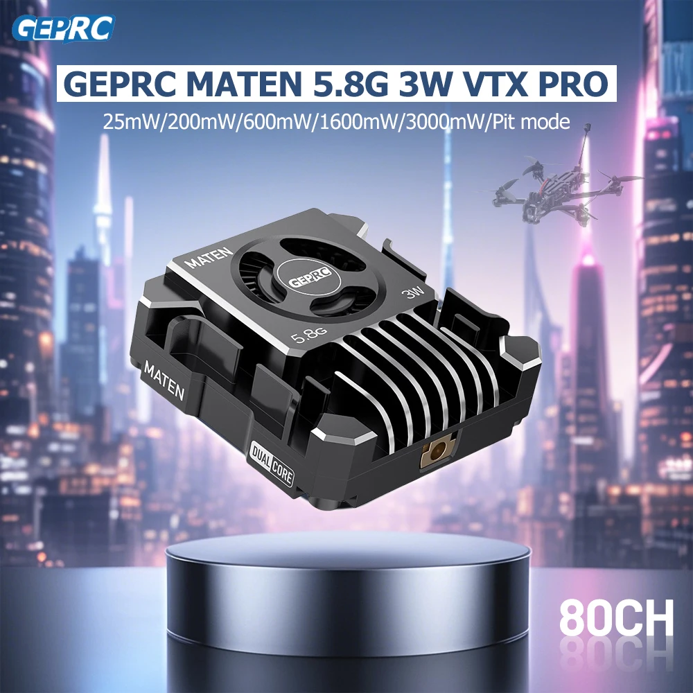 GEPRC MATEN 송신기 송신 모듈, FPV 장거리 드론용 DC7-36V, 내장 마이크, 5.8G, 3W, VTX PRO, 80CH, 3000mW