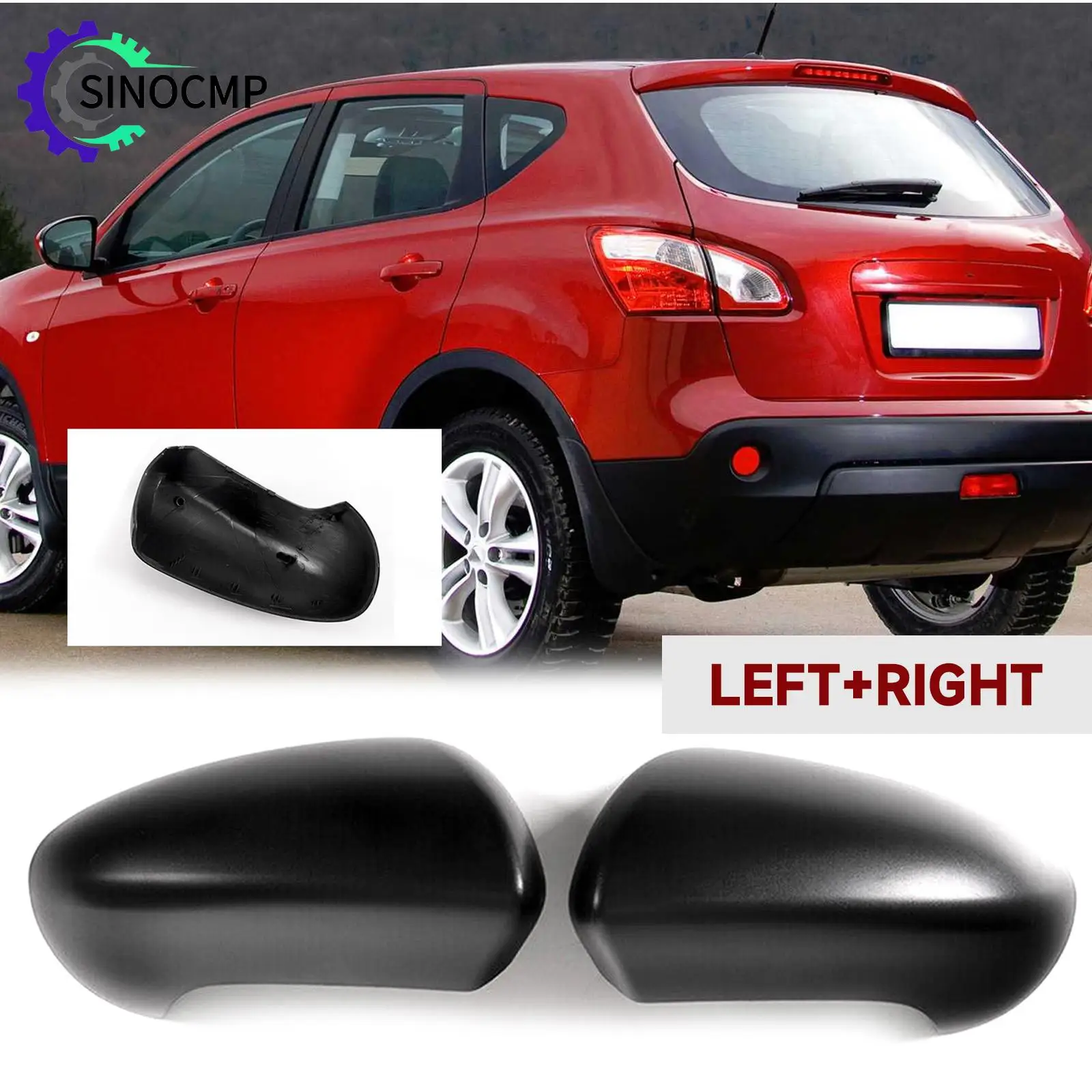 

SINOCMP 2PCS Car Rearview Mirror Cap Cover For Nissan Qashqai 2007-2014 Auto Exterior Replace Parts Rear Wing Mirror Cover Caps