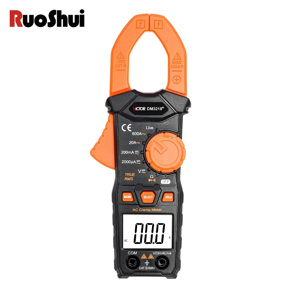 Victor 3218+ Digital Clamp Multimeter Ture RMS Auto Range Diode Resistance 20MΩ Frequency AC/DC 600V 600A Live Wire Clamp Meters