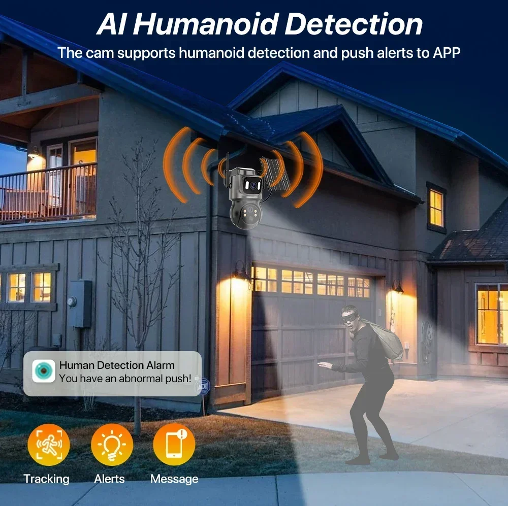 Wifi/Wireless IP Camera Solar Outdoor PTZ Security Camera 4MP HD Solar Panel Wireless Camera PIR Alarm iCsee cctv ir nightvision