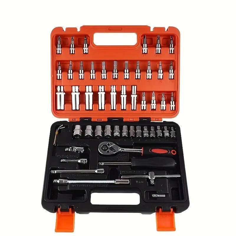 

SXLL 53Pcs Sleeve Toolbox, Mechanical Combination Wrench Hand Tool Set, Maintenance Sleeve Wrench Set Tools