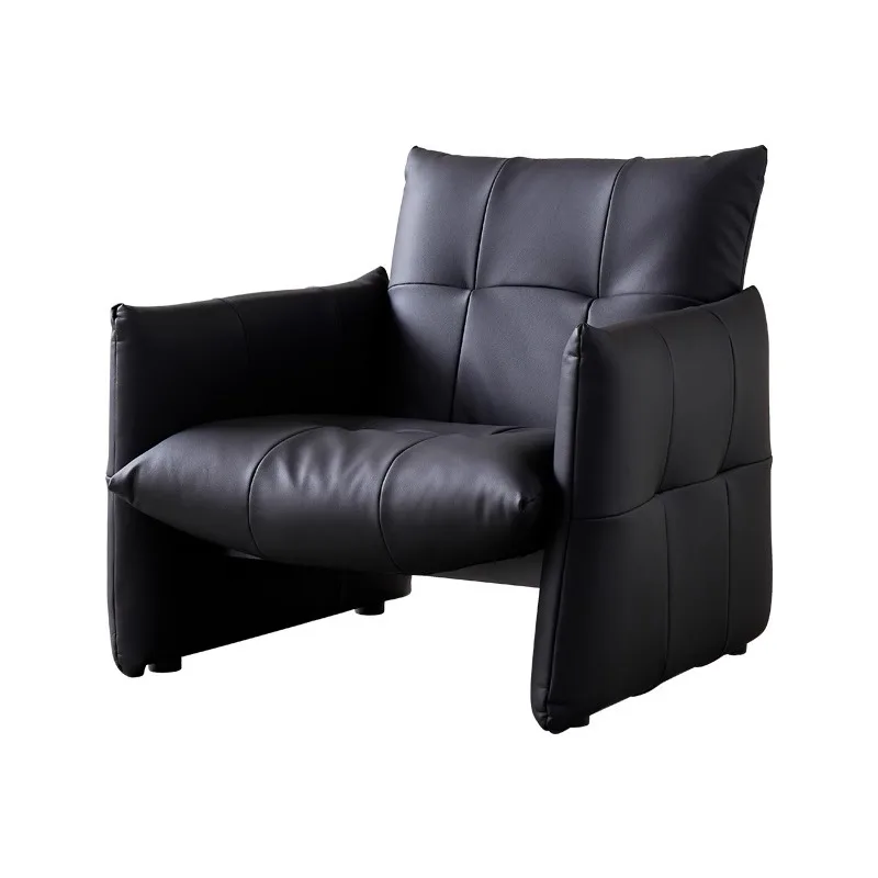 

Vintage style Bauhaus leather lounge chair, living room top layer cowhide retro single chair, high-end lazy sofa chair