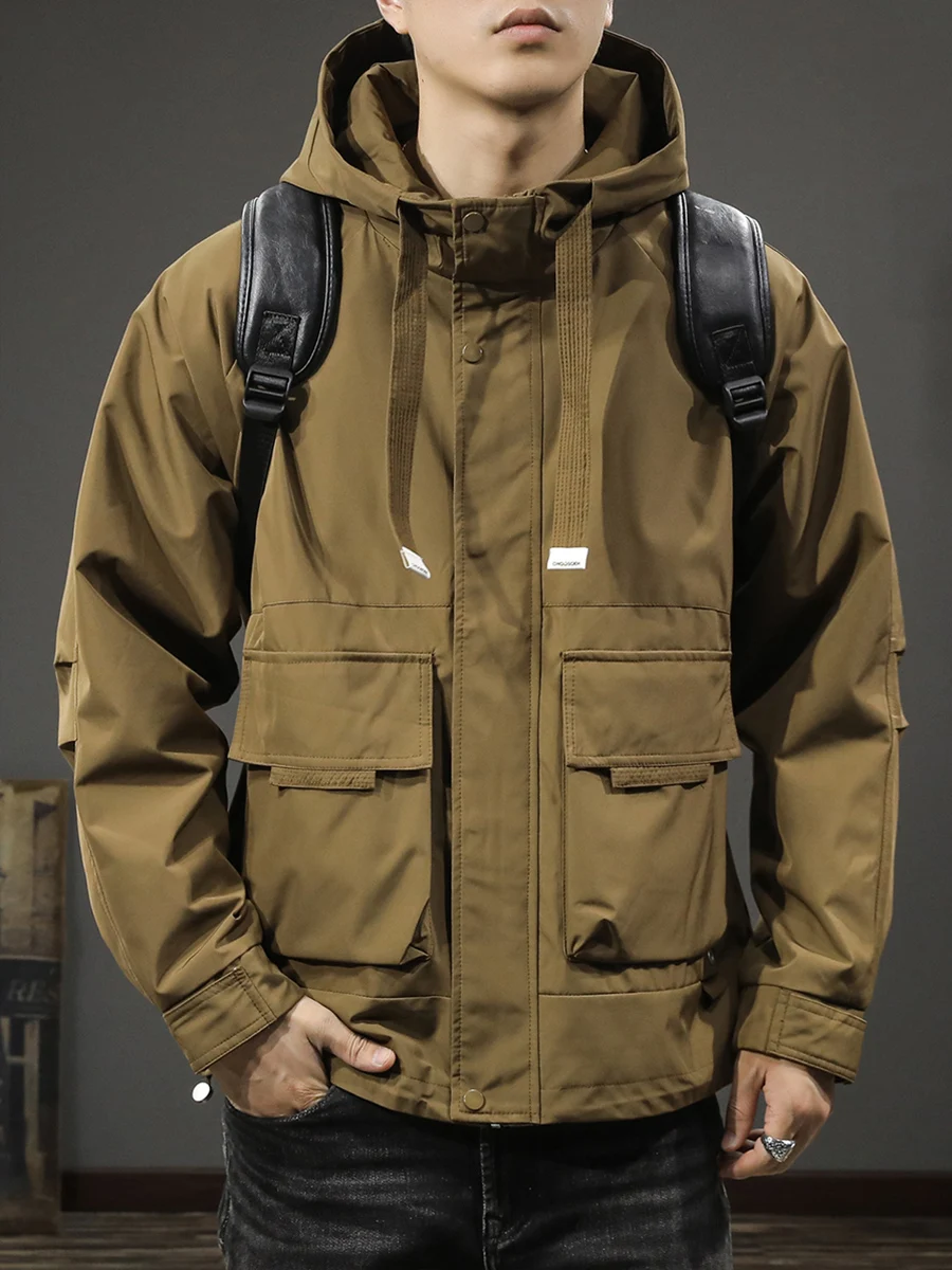 

Retro American Sle Men's Casual Outdoor Jaet Autumn Winter Windproof Hooded Coat Loose Fit Faionable Urban Sle