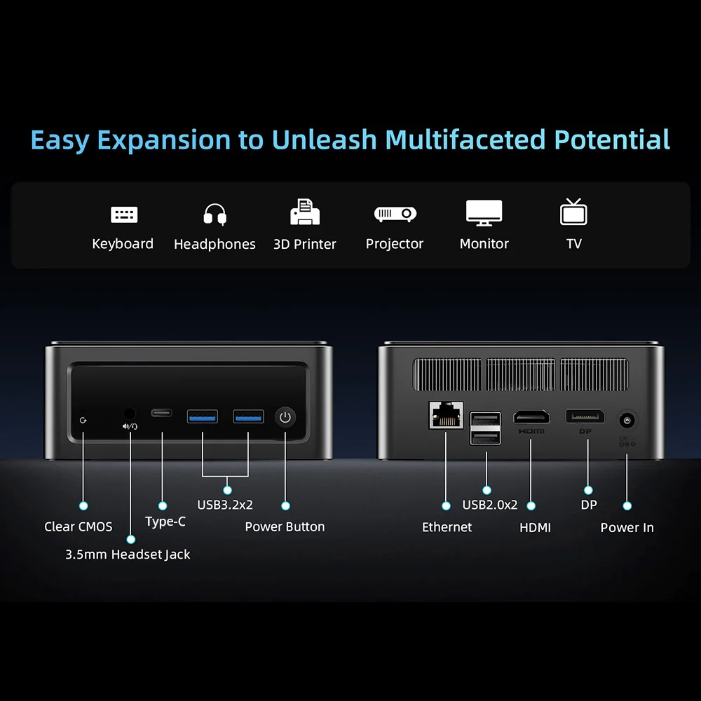 BMAX B9 Power Mini PC, Intel Core i9-12900H 14 Core Max 5.0GHz, 24GB LPDDR5 RAM 1TB SSD, DP + HDMI + Type-C 4K triplo Display