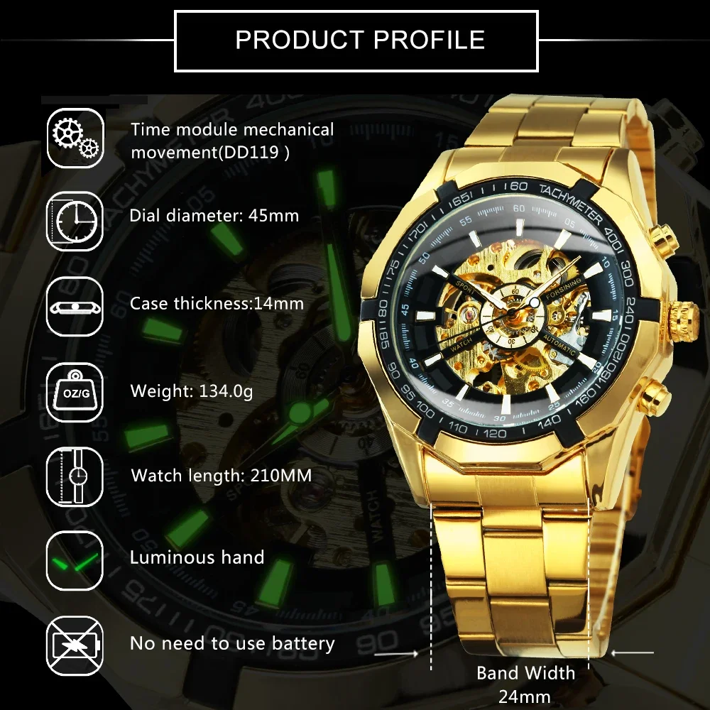 Winner Men Skeleton Automatic Mechanical Skeleton Top Brand Luxury Wristwatch