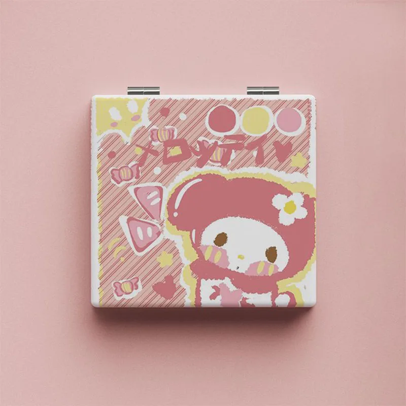 Kawaii Sanrio My Melody Cinnamoroll Keroppi Folding Mirror Hd Enlarge Portable Cosmetic Mirror Decorate Girl Birthday Gift