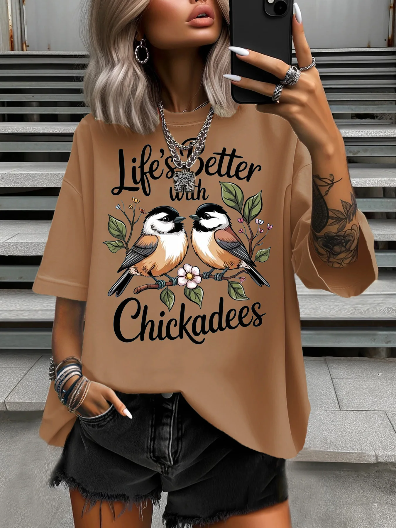 

Летняя женская футболка больших размеров, оригинальный дизайн, женские повседневные мягкие топы с короткими рукавами и принтом птиц для пар, с круглым вырезом