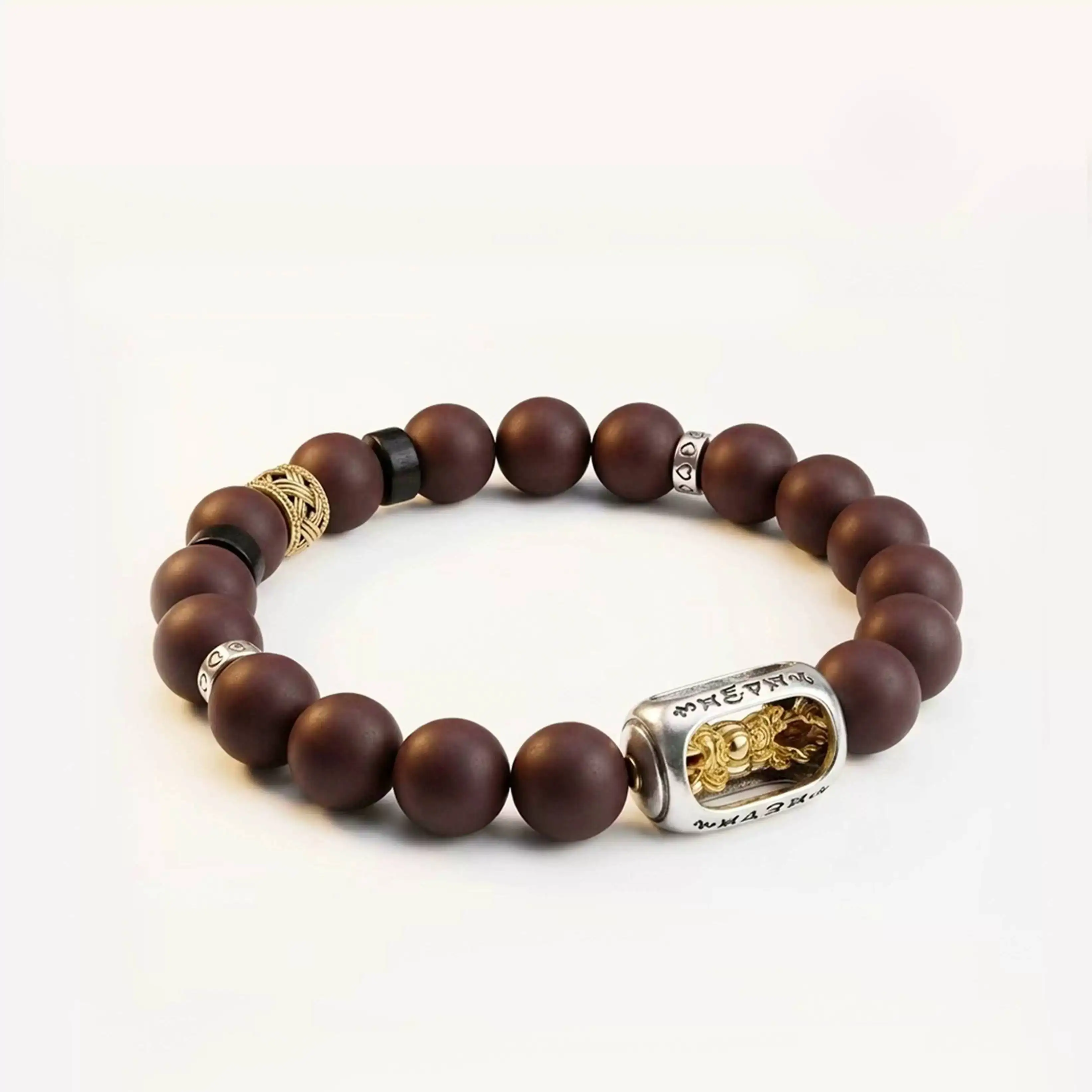 A Piece Of Hidden Craftsmanship Purple Clay For Men With Beads / Golden Bead Accessories, High-End And Exquisite Bracelet