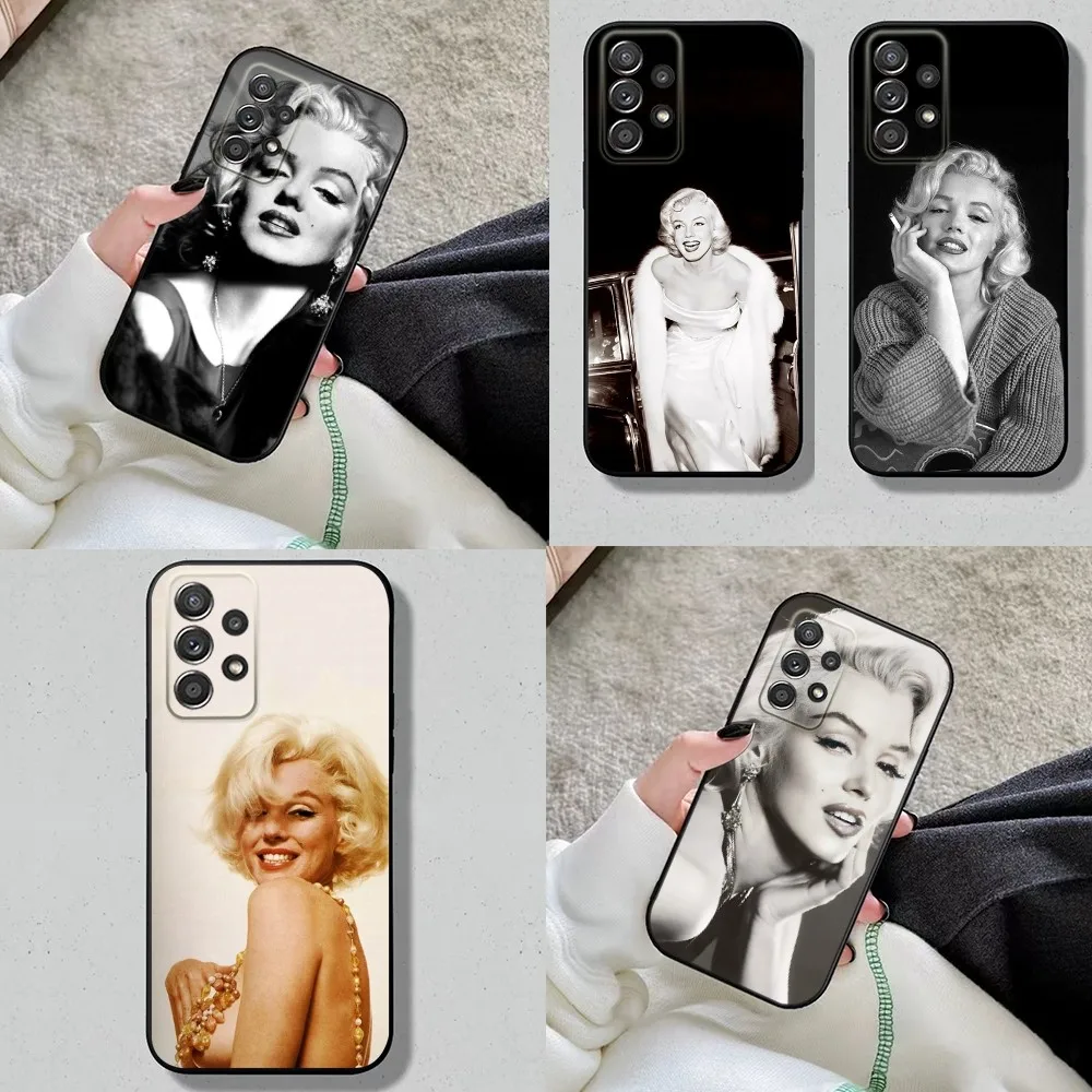 Hot M-Marilyn M-Monroe Phone Case For Samsung S24,S23,S22,S21,S20,S10,S10E,S9 Plus FE Note 20 Plus Soft Black Cover Shell