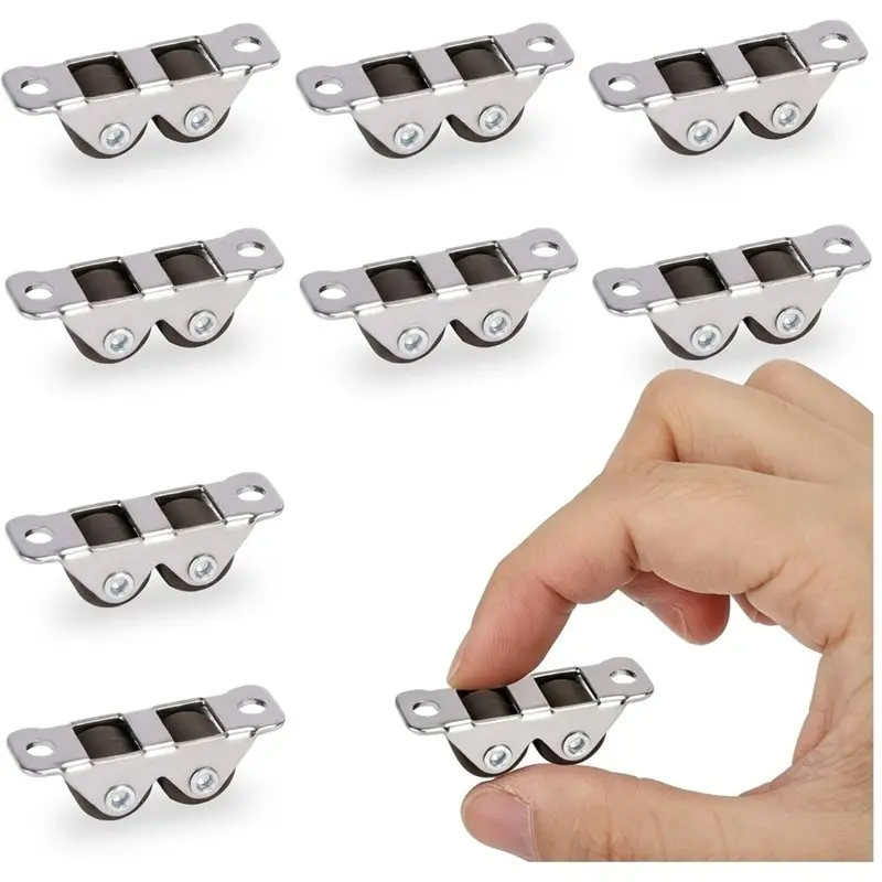 ABAE-Small Double Roller Caster Wheels For Underbed Drawers (8Pcs)