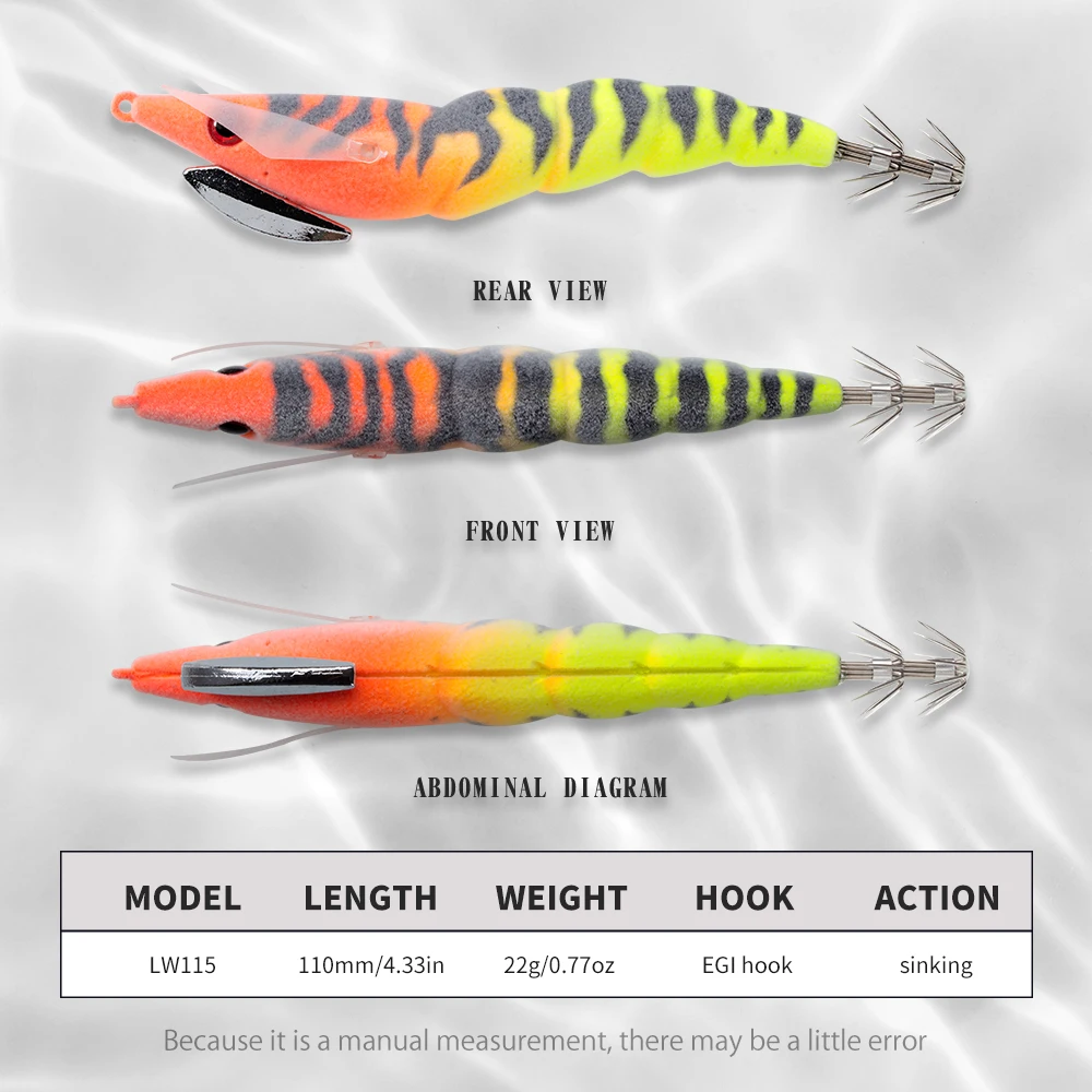 Hunthouse Squid Jigging Fishing Lure Egi Pencil Sinking Hard Bait Luminous 110mm 22g Saltwater Octopus Cuttlefish Fish Tackle