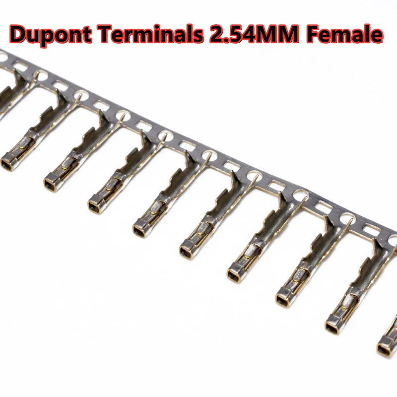 100PCS for DuPont Terminals 2.54MM Pitch Reed Crimp Head DuPont Plug Cold Pressed Terminals Female/Male