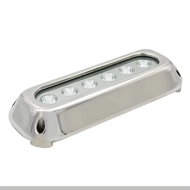 Underwater Boat Light, 60W RGB Multi-Color, IP68 Waterproof 316 Stainless Steel, 12V DC, for Swimming Pool Marine Yacht Transom