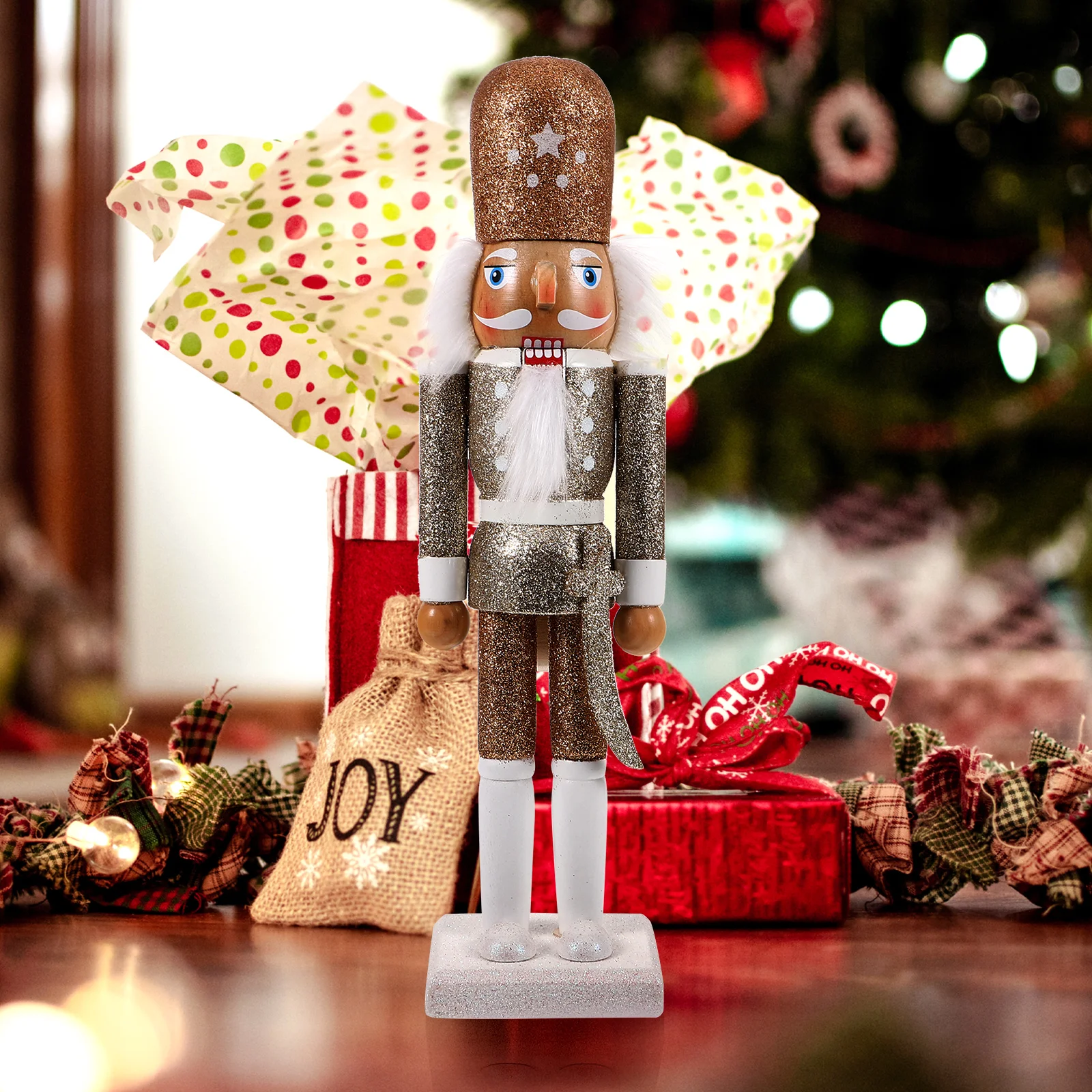 

Wooden Nutcracker Ornament Nutcracker Decoration Smooth Surface Flat Bottom Xmas Office Desk Decor Holiday Party Decor