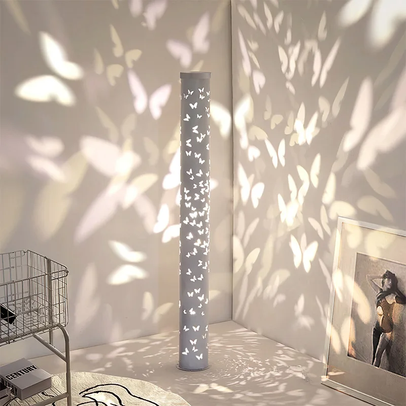 

Minimalist LED Floor Lamp Butterfly Projection lamp Bedroom Standing Lamp Living Room Sofa Vertical Light Corner Light