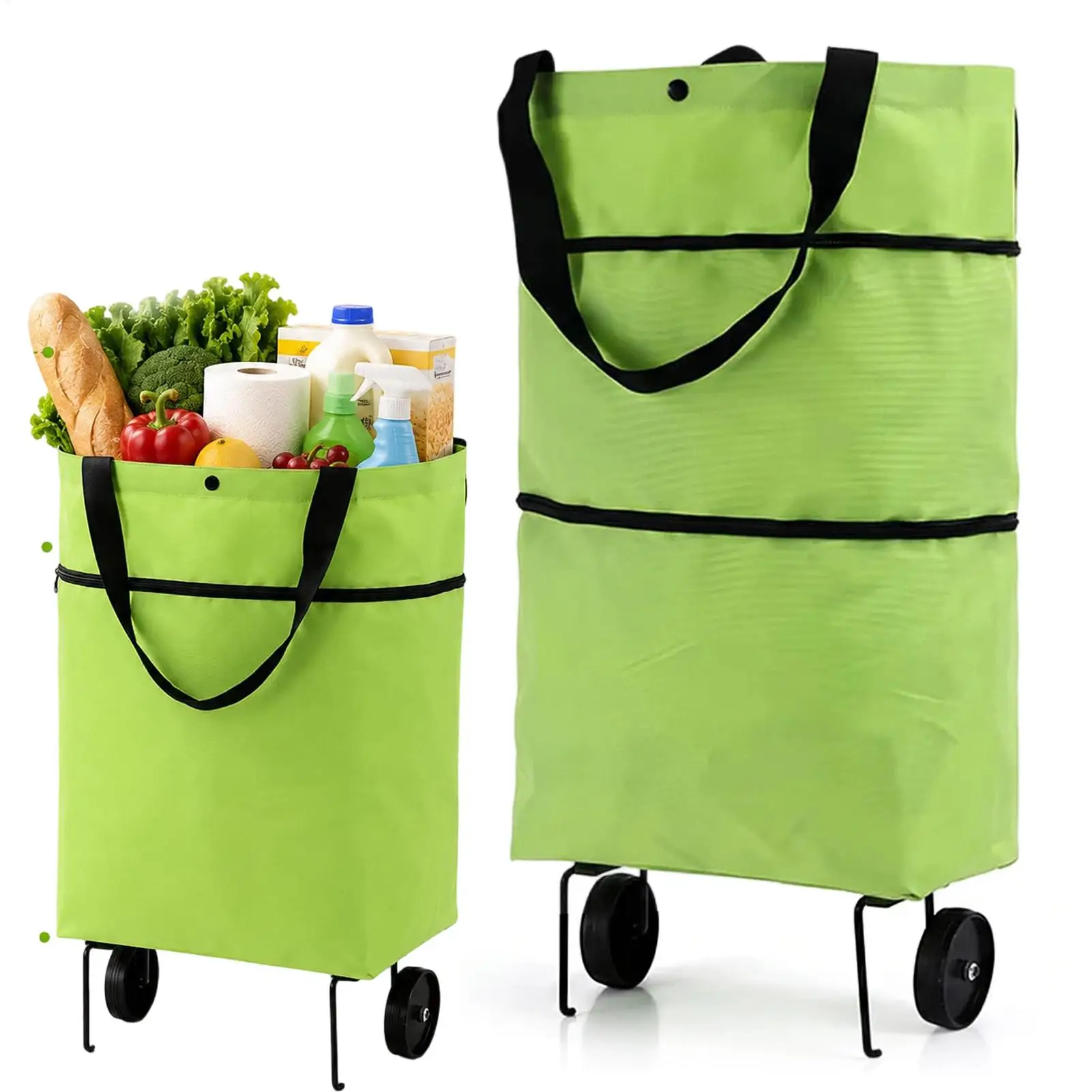 Household Portable Folding Cart Roller Shopping Bags Outdoors Food and Fruits Storage Foldable Trolley Wheel Supermarket Bag