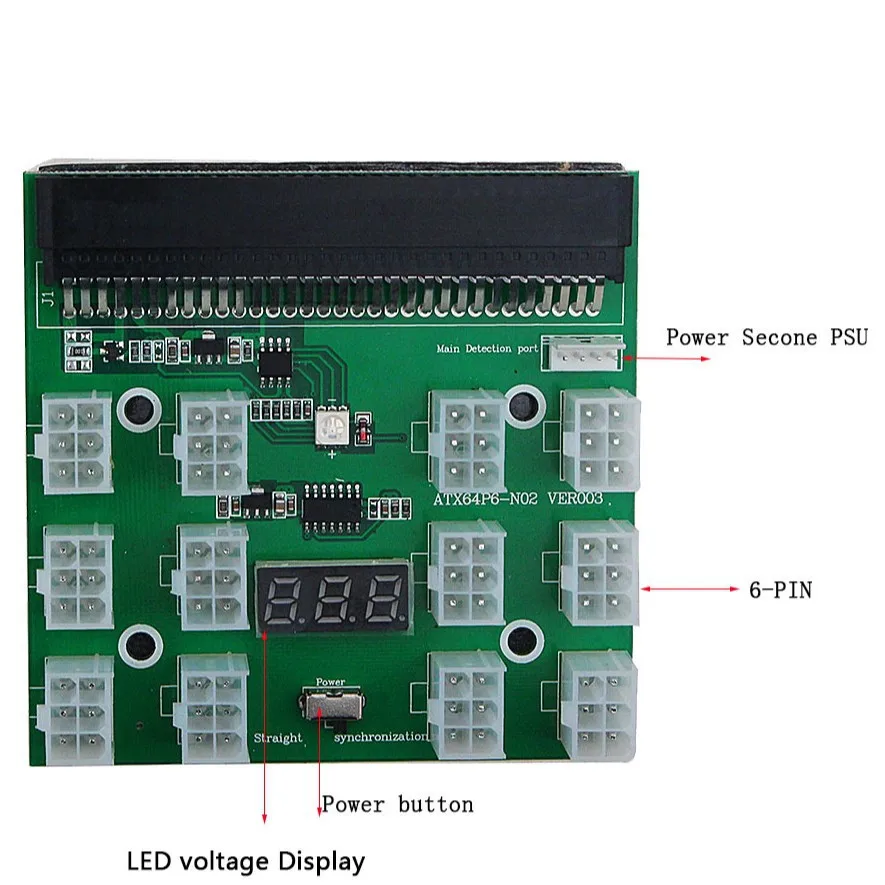 12 Sets 6P+2P Power Cables 60cm Server Power Conversion Board 6-Pin Adapter Card for GPU