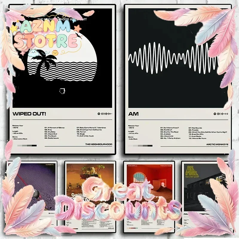 Music Album Band Details Poster Gorillaz Arctic Monkeys AM Rap Hip Hop Rock Wall Art Home Decoration Aesthetic Kawaii Room De