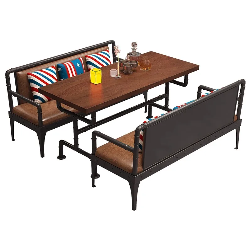Modern industrial style transparent bar table and chair set Bistro booth