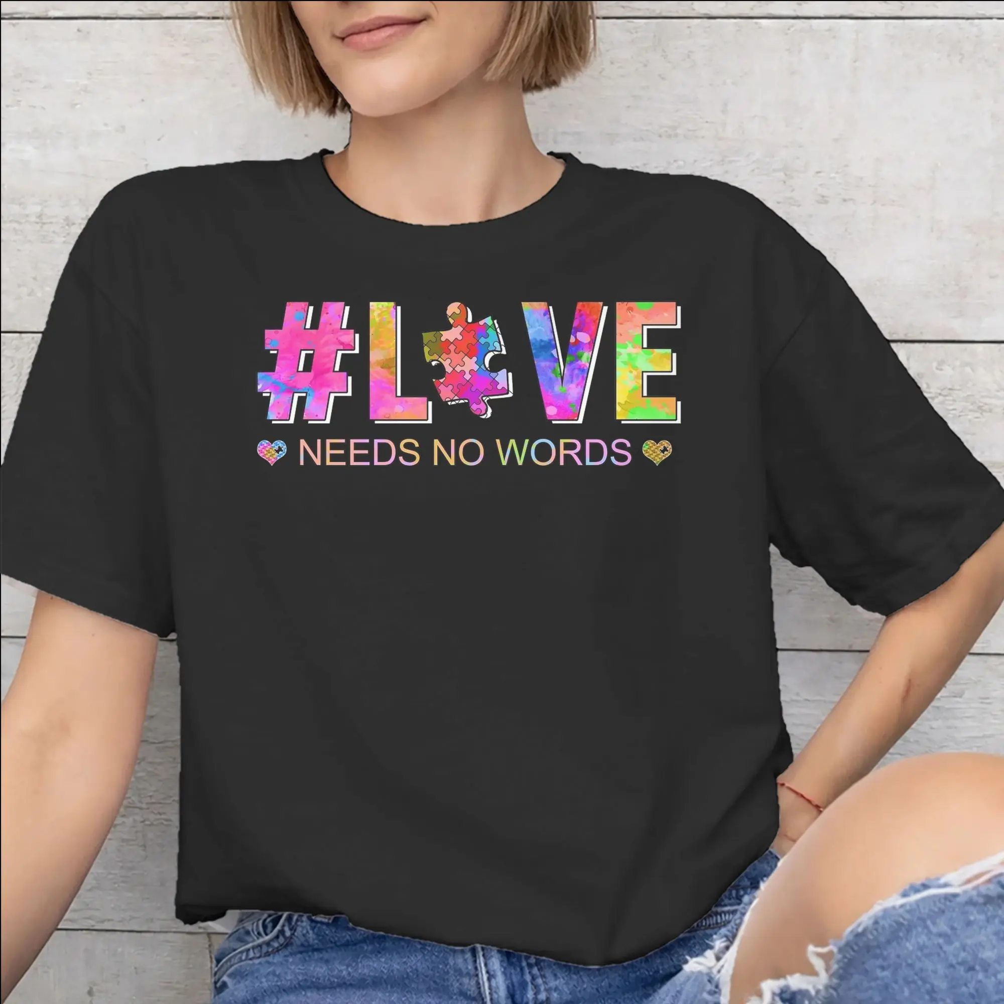 Men Women Graphic Printing Autism Awareness Respect Love Support   Tee T Shirt Pure Cotton  T-shirts Clothing
