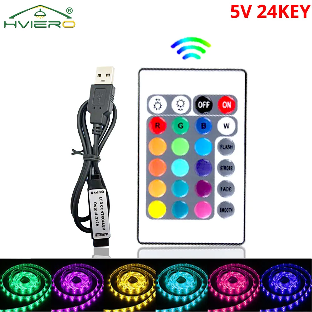 

5V USB IR Remote Controller 24Keys Wireless for 2835 5050 RGB Light LED Lamp Strip Atmosphere Home Kitchen Living Room Bedroom