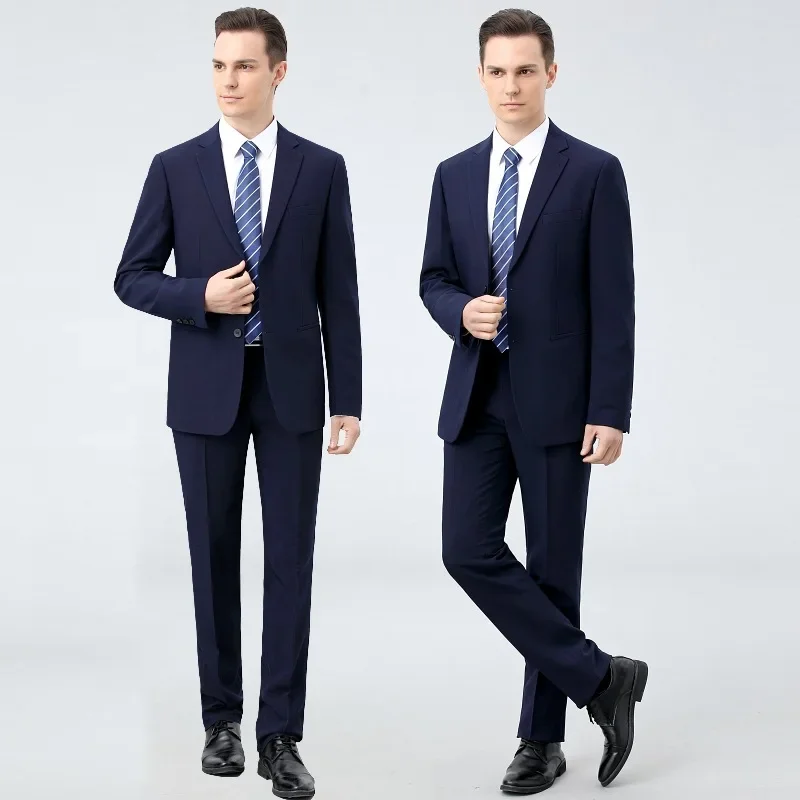 High Quality (Blazer+ Trousers) Men\'s British Style Elegant Fashion Senior Simple Wedding Party Gentlemen Slim Suit 2 Pieces