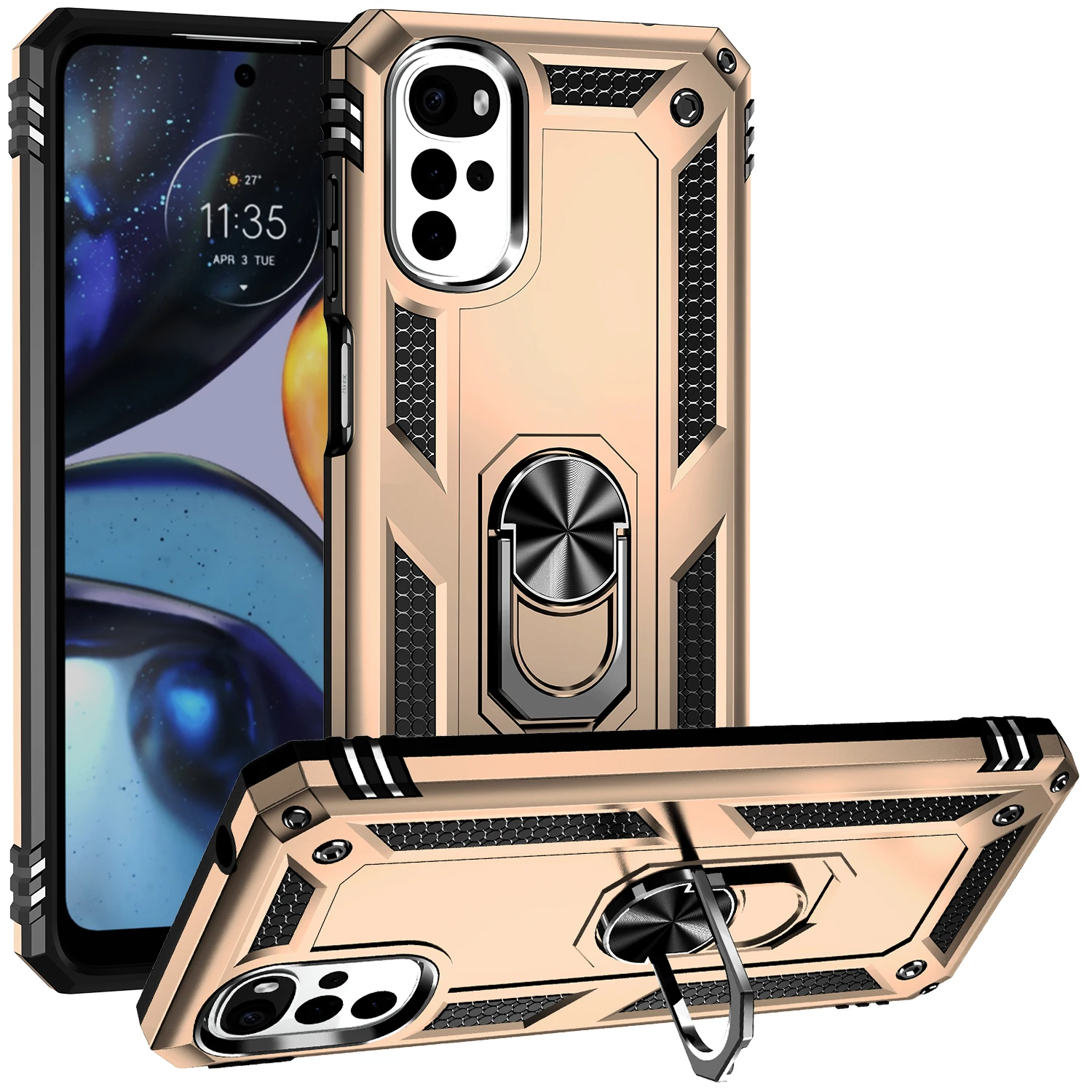 for Moto G 22 Cover Case for Motorola Moto G22 Shockproof Armor Rugged Military Protective Ring Holder Magnet Phone Case