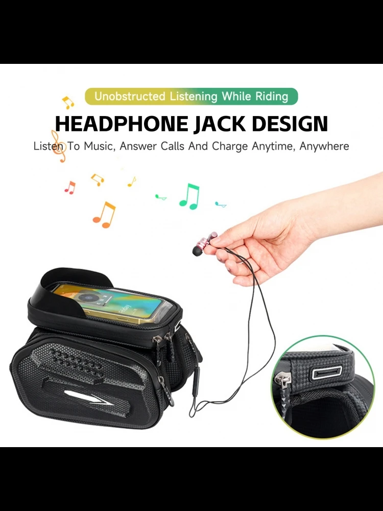 AliExpress Bike Top Tube Bag Hard Exterior with Bike Phone Holder Bag Touchscreen Compatible Headphone  Large Capacity Rainproof Riding