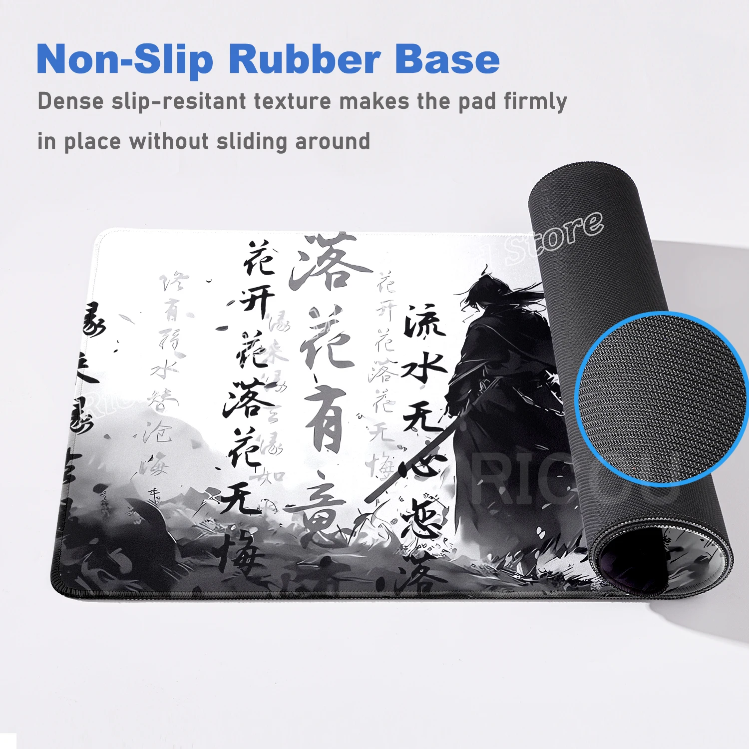 Japanisches Sakura Samurai Schwarzes Mauspad Computer Gamer Tischmatte Schreibtisch PC Mousepad 900x400 Gaming Computer Matte Laptop Zubehör