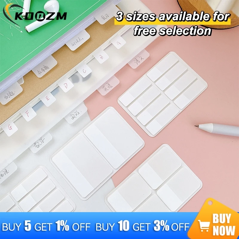 1set 40/80/160 Pages Frosted Simple Pure White Index Stickers Transparent Label Stickers DIY Sticky Notes Office School Supplies