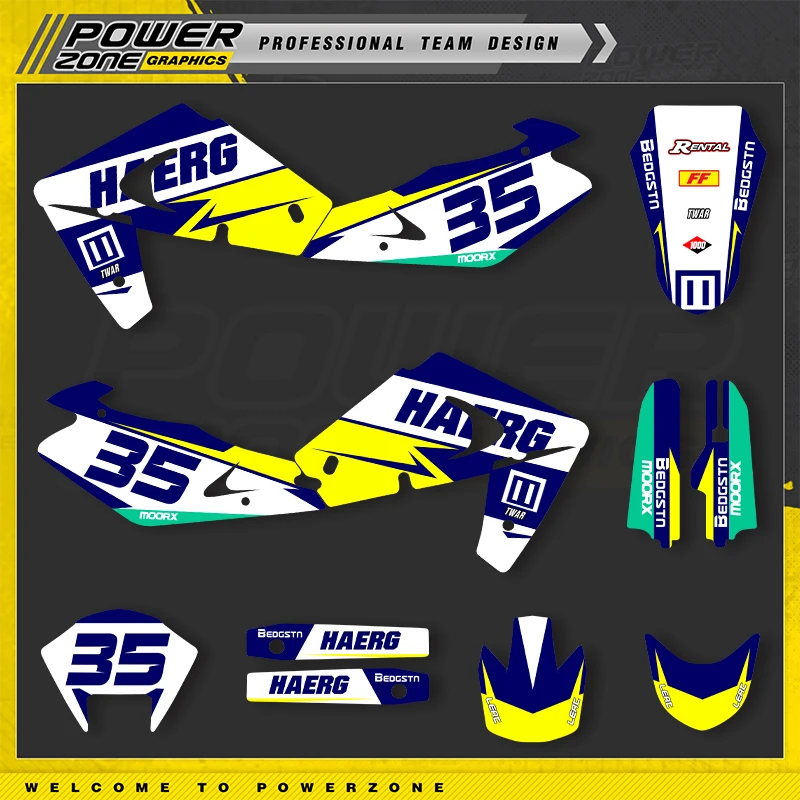 

PowerZone Custom Team Graphics Backgrounds Decals Stickers Kit For HUSABERG FE TE 250 2001-2004 SM 450 2002-2004 Customize 01