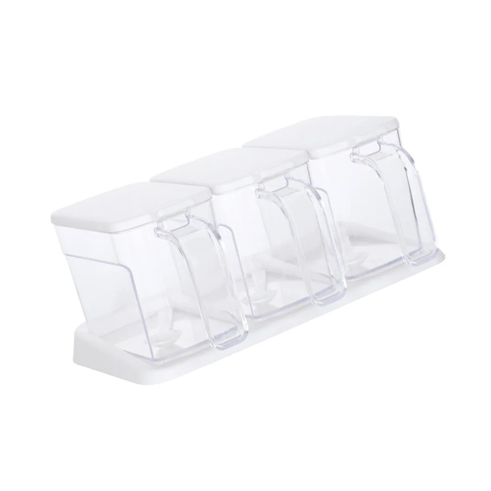 

3 Pcs Seasoning Bottle Set Transparent Condiment Jar Storage Containers for Home Restaurant Cafe Includes 3 Bottles Lids Spoons