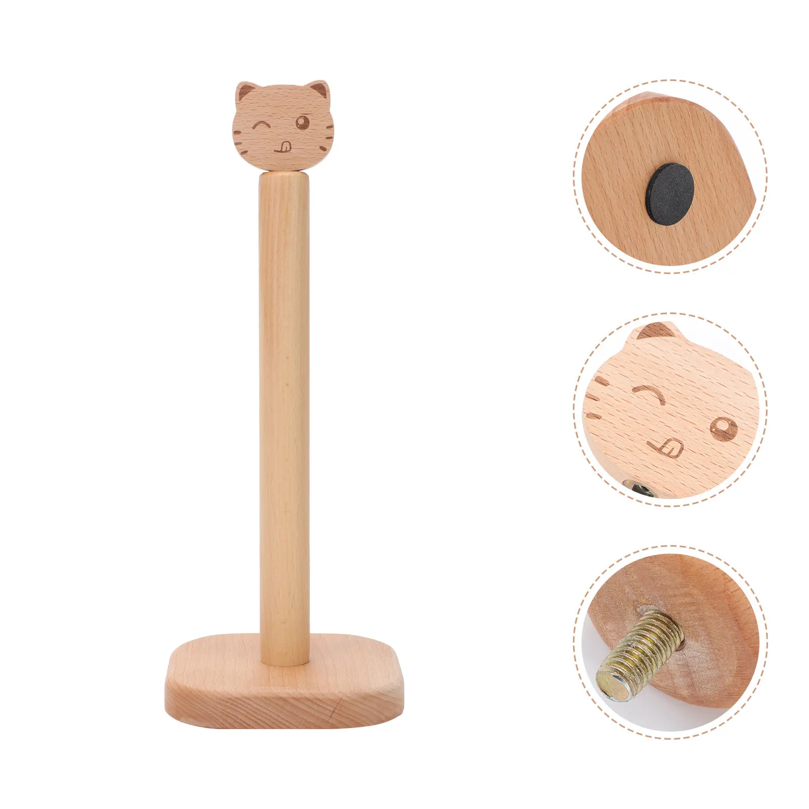 

Держатель для бумажных полотенец из натурального дерева, 1 шт., с утяжеленным основанием, вертикальная подставка для рулонов, экономия места на кухонной стойке, деревянный